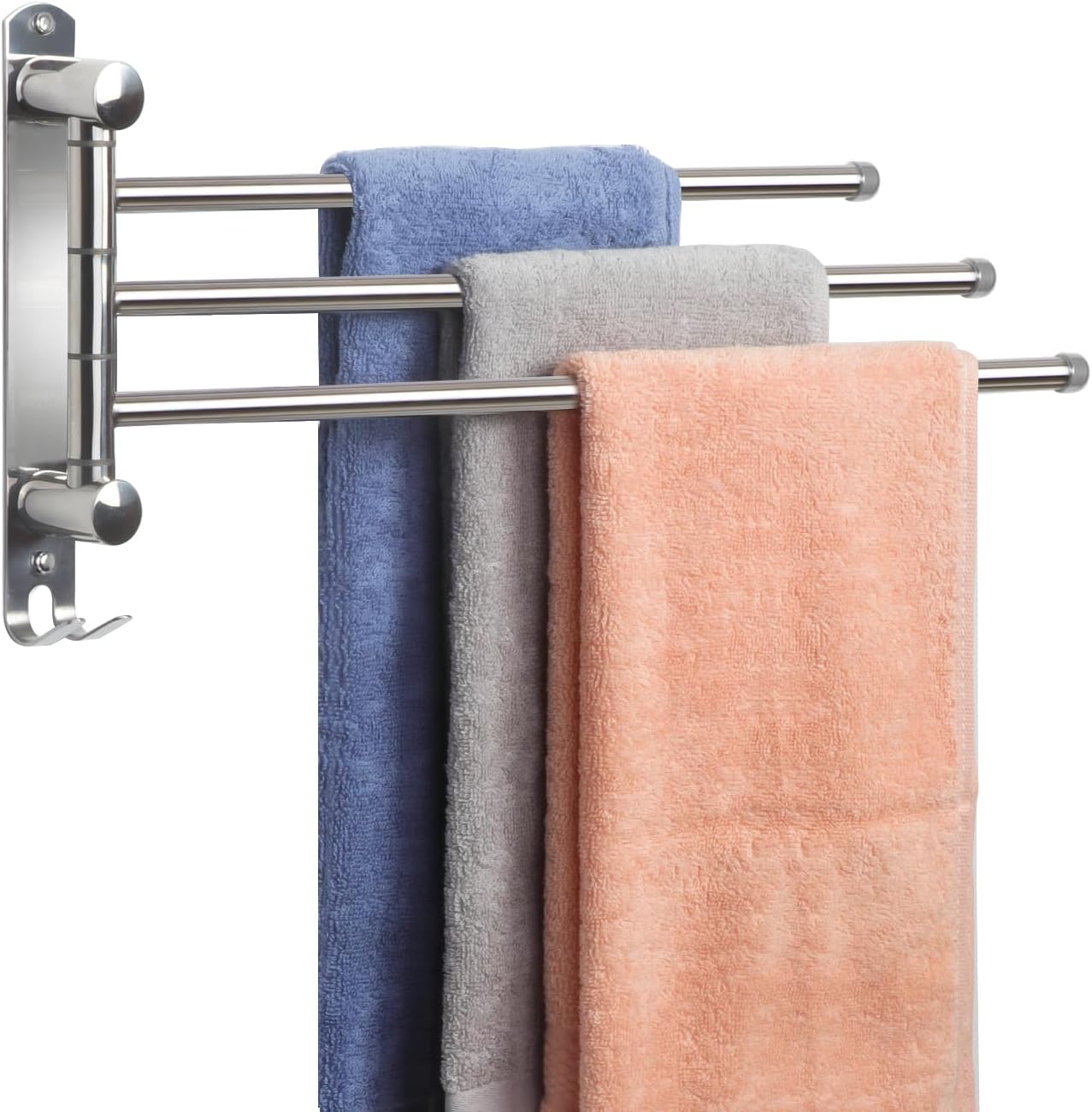 Bathroom Towel Rack JSVER 4 Arms Swivel Towel Holder, Towel Bar Wall Mounted, SUS304 Stainless Steel Space Saving Towel Rack, Towel Racks for Bathroom, Kitchen
