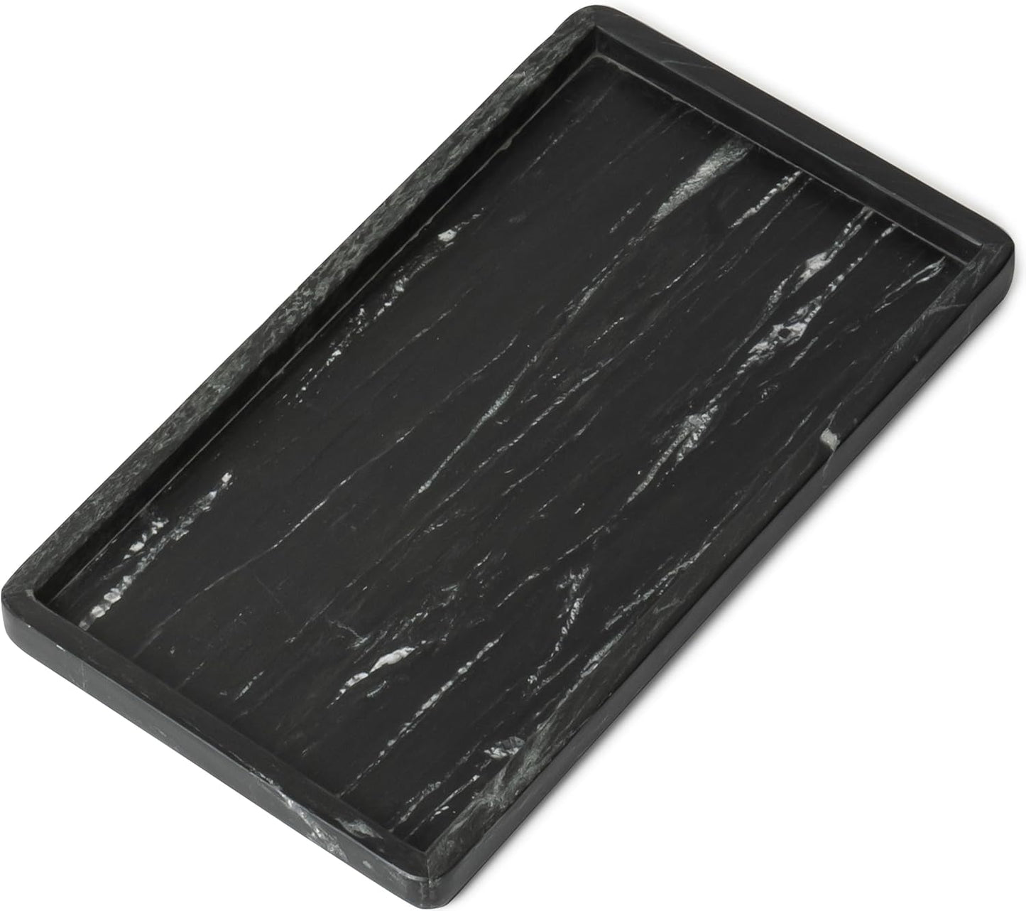 Cork & Mill Green Marble Tray for Bathroom Countertop, Kitchen Counter, or Catchall - 13" x 7½" Large Vanity Tray for Skincare or Perfume - Handcrafted Natural Marble Stone Organizer