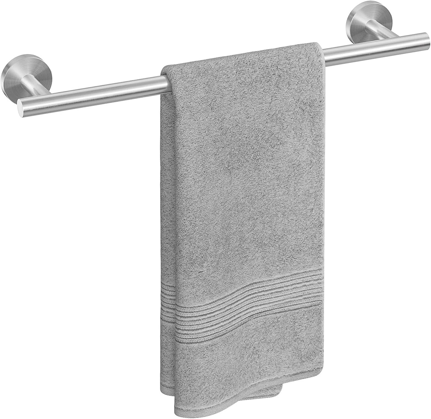 USHOWER Brushed Nickel Towel Bar, 24-Inch Towel Rack for Bathroom Wall Mounted, Thicken SUS304 Stainless Steel Towel Rod Modern Home Decor (Total Length 26-Inch)