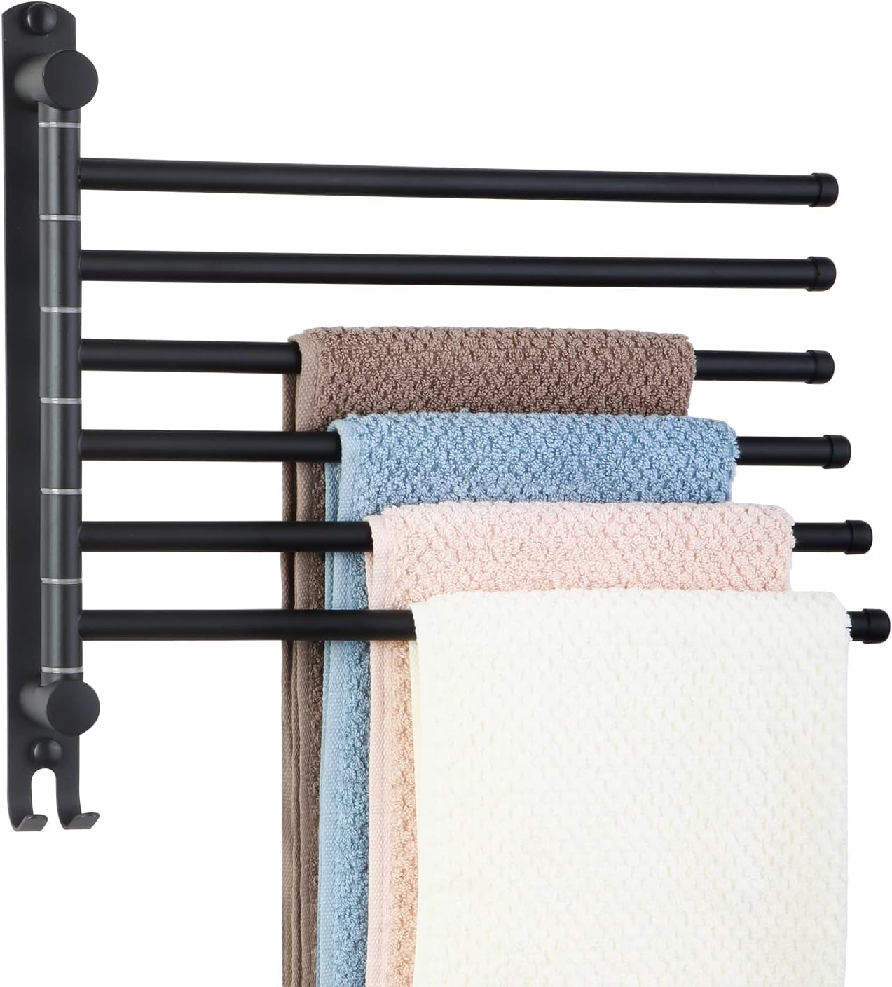 Bathroom Towel Rack JSVER 4 Arms Swivel Towel Holder, Towel Bar Wall Mounted, SUS304 Stainless Steel Space Saving Towel Rack, Towel Racks for Bathroom, Kitchen
