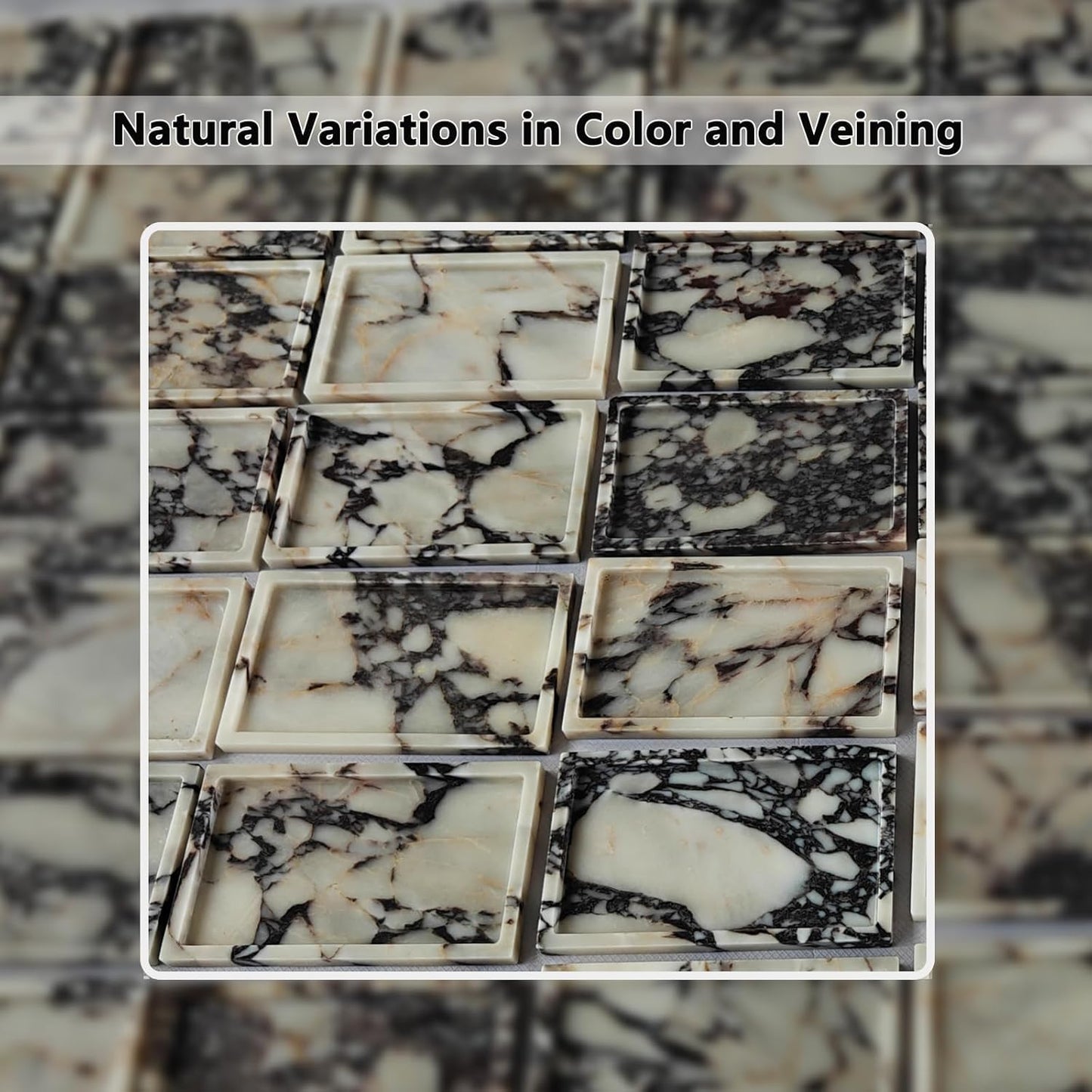 Natural Marble Vanity Tray, 9.8"x5.9" Genuine Calacatta Viola Marble Tray for Bathroom/Kitchen/Dresser