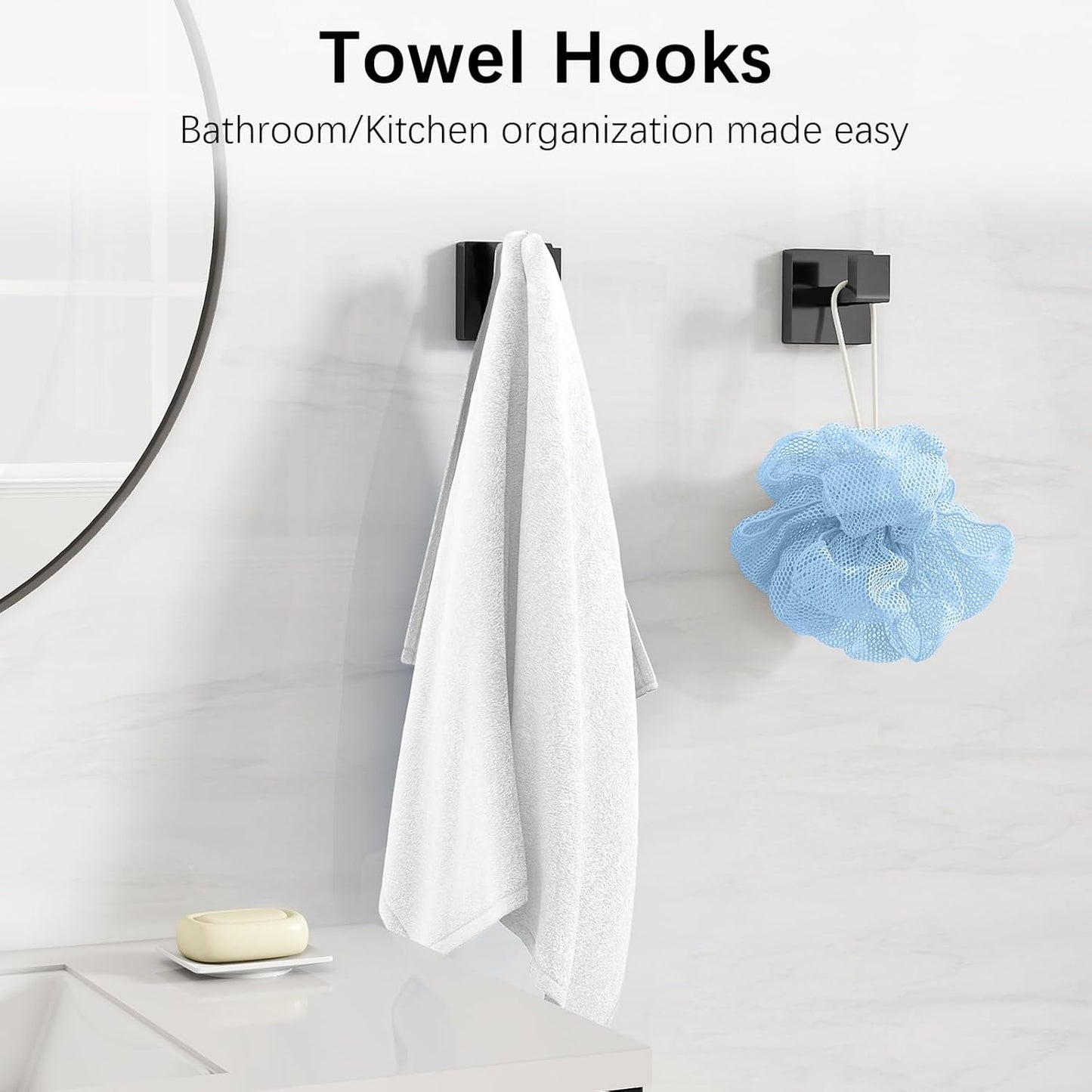 Bathroom Hardware Accessories Set, 10 Piece Black Towel Bar Set Stainless Steel, Towel Racks for Bathroom Wall Mounted Towel Holder Set, 24 inch