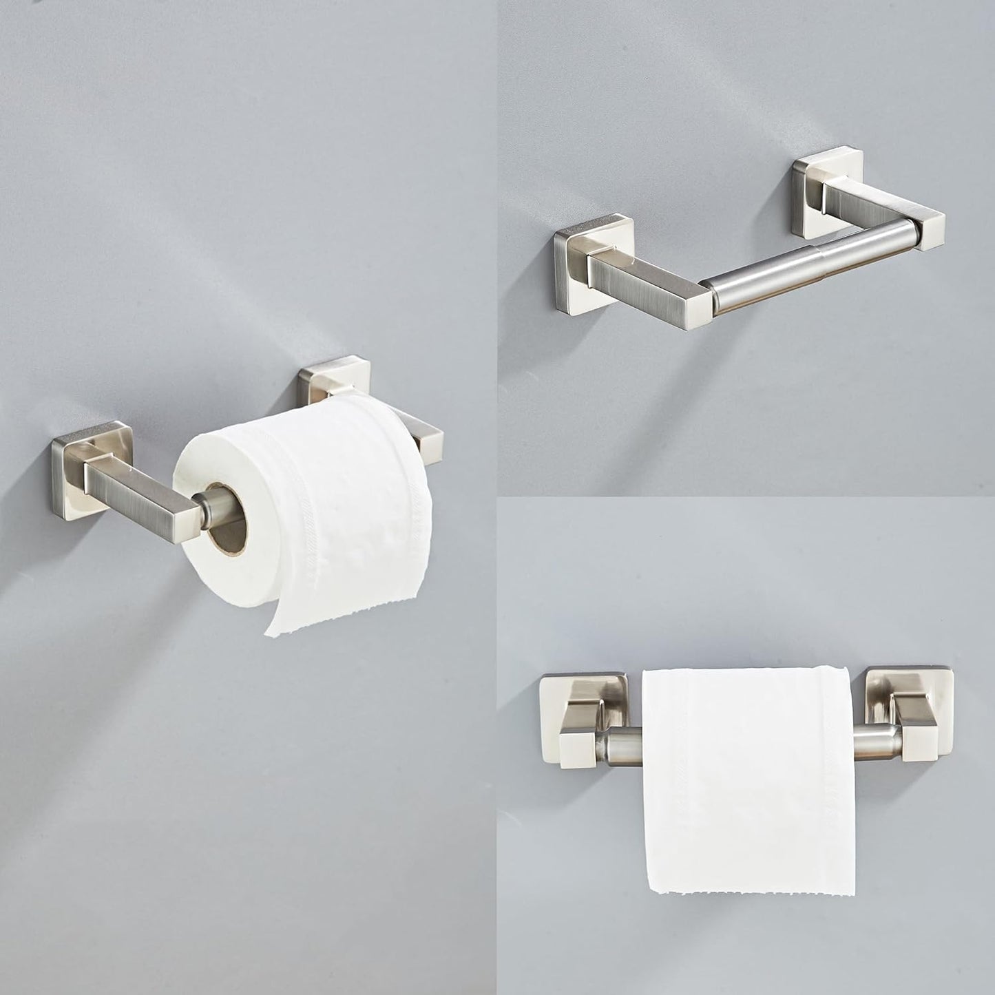 Brushed Nickel Bathroom Hardware Set 4 Pieces,Towel Bar Set Stainless Steel Wall Mounted, Includes 16In Hand Towel Bar, Towel Ring, Robe Towel Hooks,Toilet Paper Holder, Bathroom Towel Rack Set…