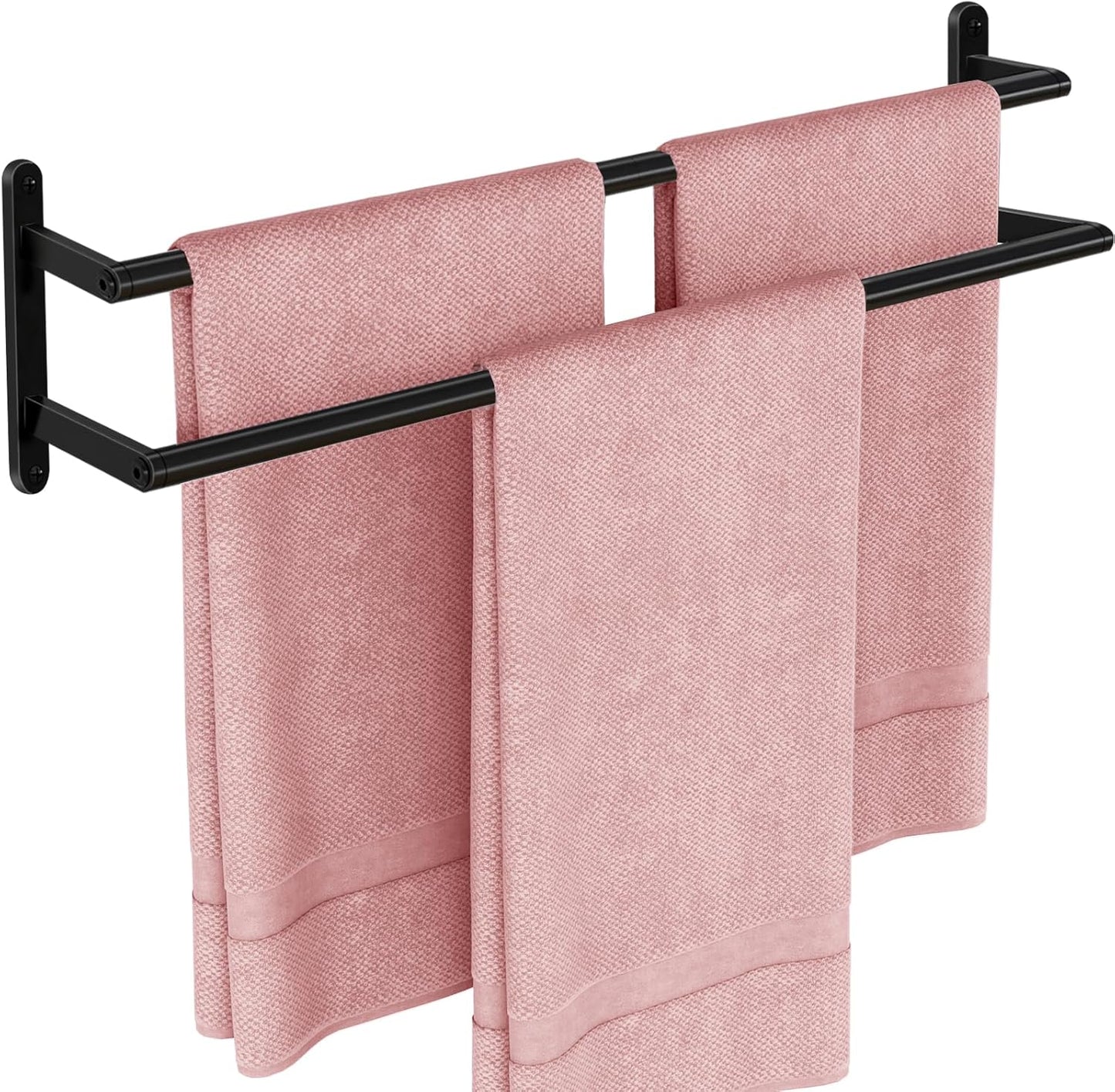 Double Towel Bar, 24Inch Towel Rack for Bathroom, Stainless Steel Double Bath Towel Bar, Wall Mounted Towel Holder, Double Towel Rod Towel Rail Hanger for Wall, Kitchen (Brush Nickel)