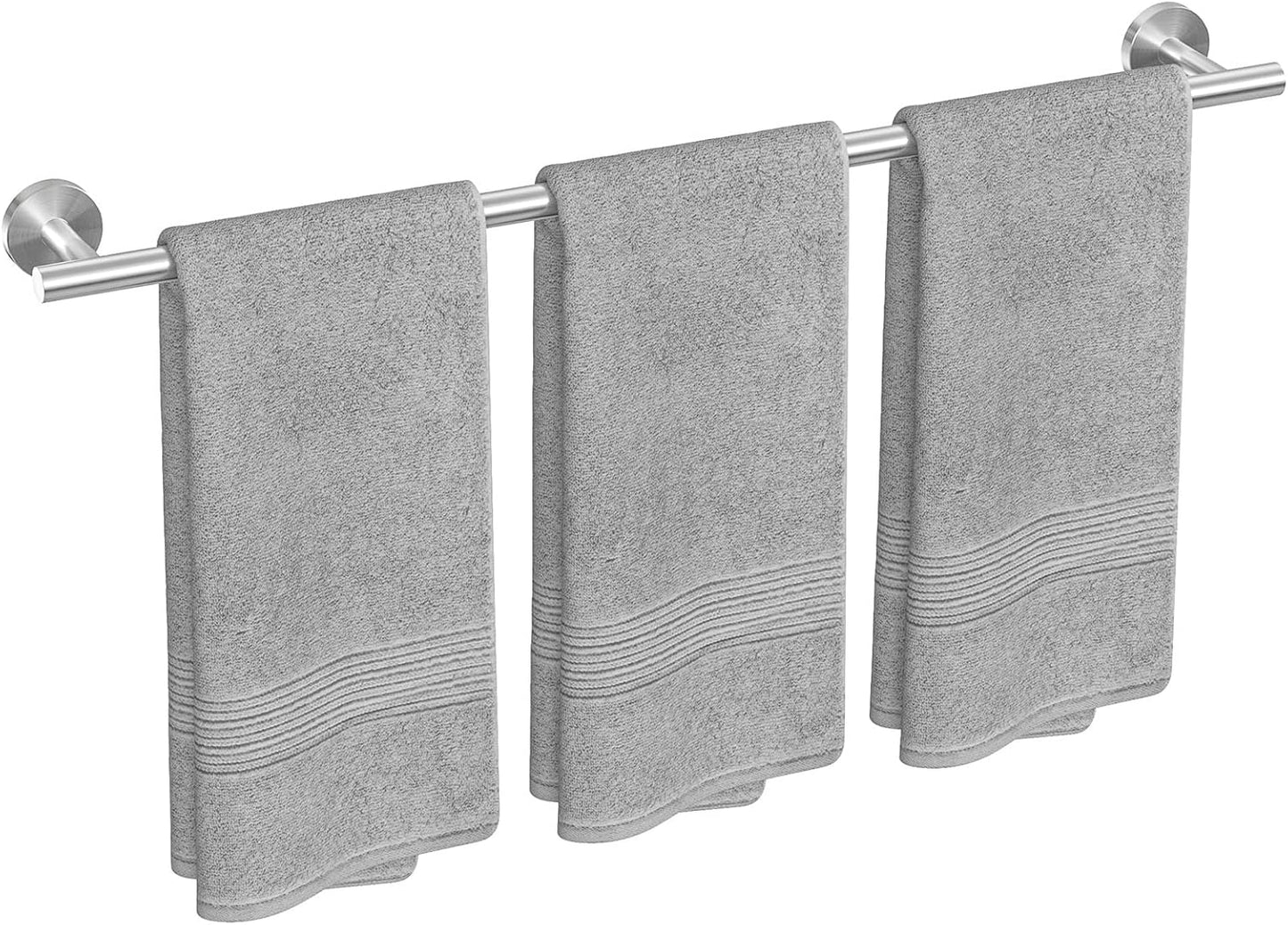 USHOWER Brushed Nickel Towel Bar, 24-Inch Towel Rack for Bathroom Wall Mounted, Thicken SUS304 Stainless Steel Towel Rod Modern Home Decor (Total Length 26-Inch)