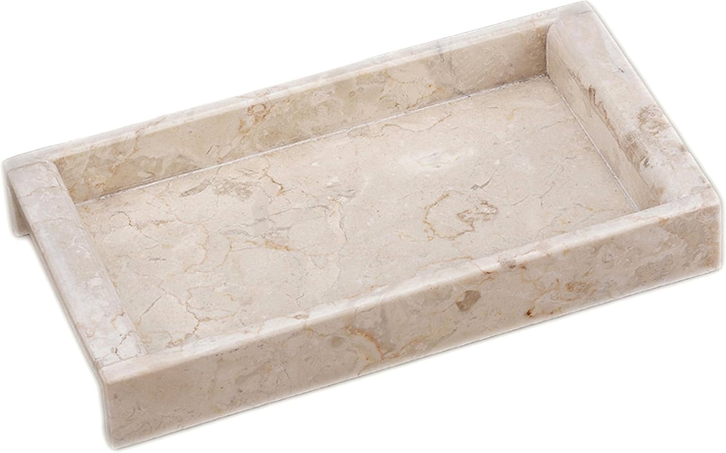 Creative Home Natural Java Marble Tray Handcrafted Stone Organizer for Bathroom Vanity Office Entryway Not Plastic Elegant Catchall for Skincare Jewelry Stationery, 6.5 x 16.5 x 1.5 H Inch
